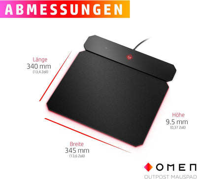 OMEN Outpost Gaming Mauspad (kabelgebunden, Wireless QI Charging, RGB-Beleuchtung) schwarz, 345 x 34