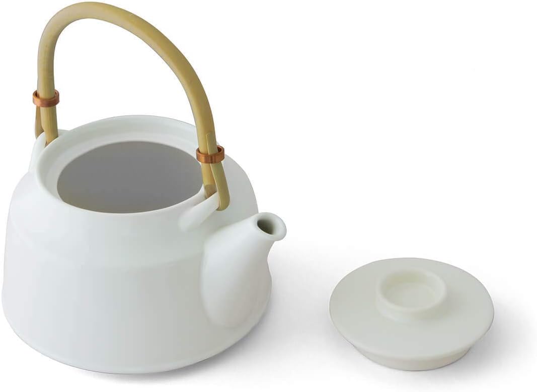 ceramic japan Japanische Teekanne, weiss T.Kato, mit Sieb-Einsatz. Modern, Design Tee-Geschirr, Kera