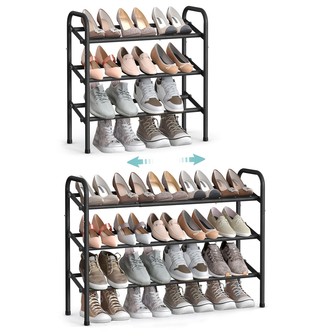 SONGMICS Schuhregal, Schuhständer, 3 Ebenen, Metallregal, verstellbar, Schuhe,Standregal, für Flur,