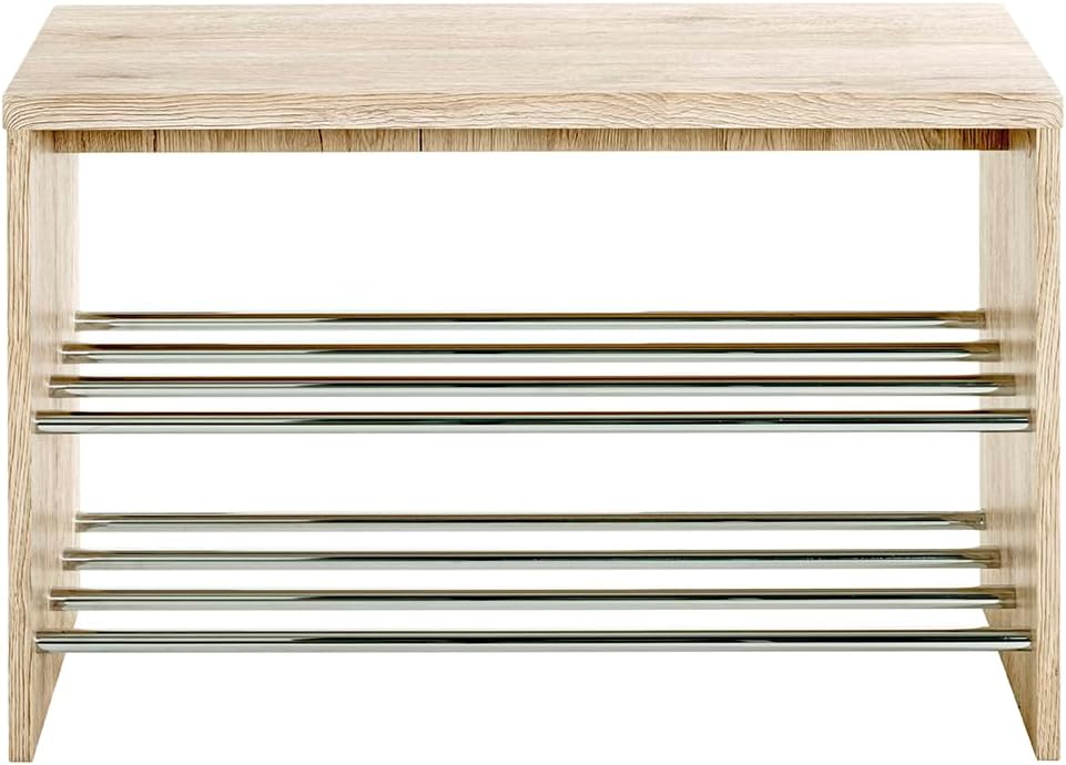 HAKU Möbel Bank, eiche San Remo-chrom, 81 x 30 x 55 B 81 x T 30 x H 55 Eiche San Remo-chrom, B 81 x