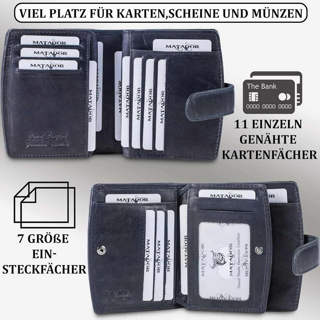 MATADOR Damen Geldbörse Mittelgross Leder #Valencia mit edler Geschenkbox, Elegantes Portemonnaie Da
