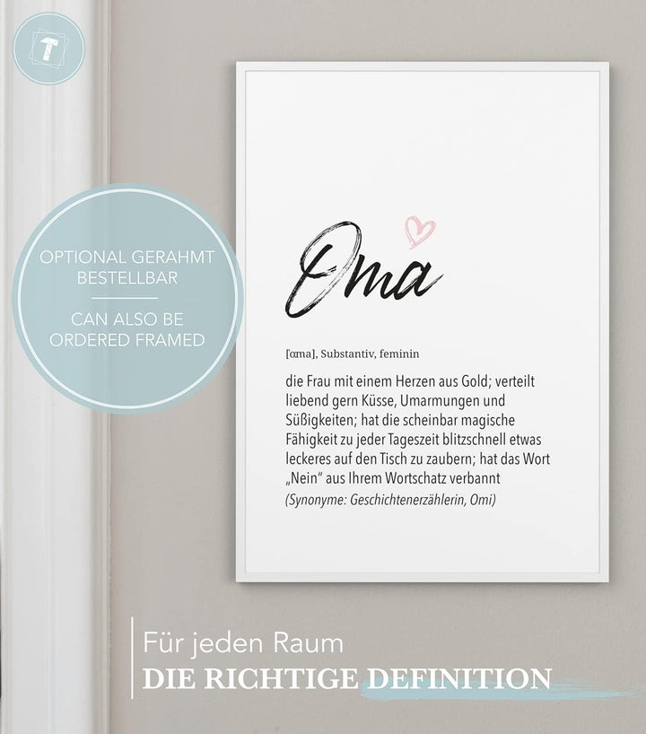 Papierschmiede® Herz Definition: Oma, DIN A1 (ca. 59x84 cm), Poster für Wohnzimmer, Schlafzimmer, Wa