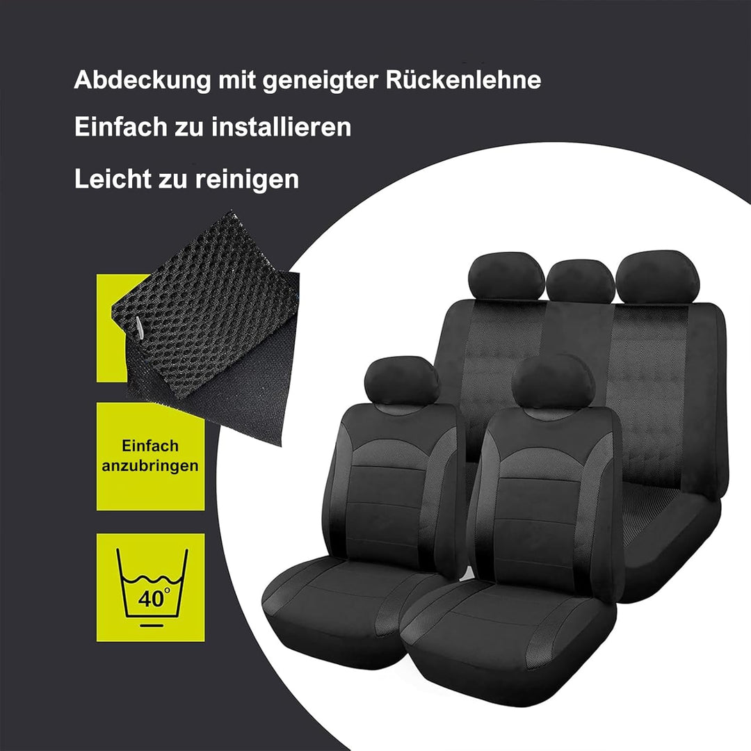 Autositzbezüge Universal Fit Komplettset，Autozubehör Innenraum Deko，Schützt die Autositze. Passt für