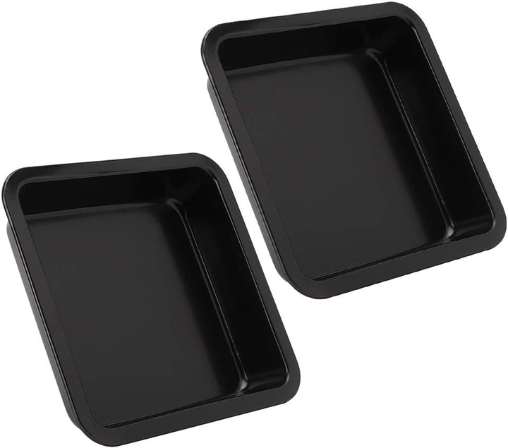 Tissting 2 Stück Kastenform 22 x 22 x 4,6 cm Quadratisch Brot Backform Schwarz Karbonstahl Antihaftb