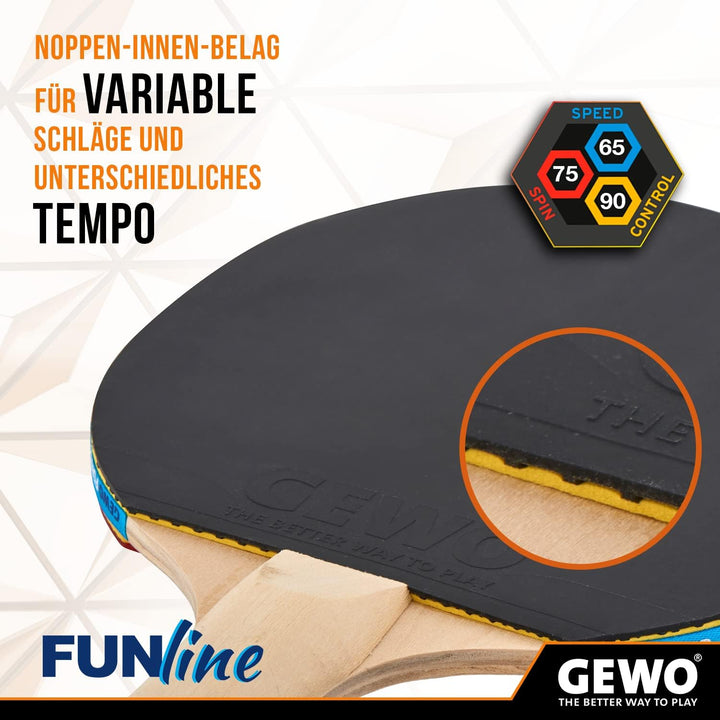 GEWO Fun Tischtennisschläger & Sets – Einzel- oder Komplettsets mit 1 – 4 Tischtennis Schläger, Bäll