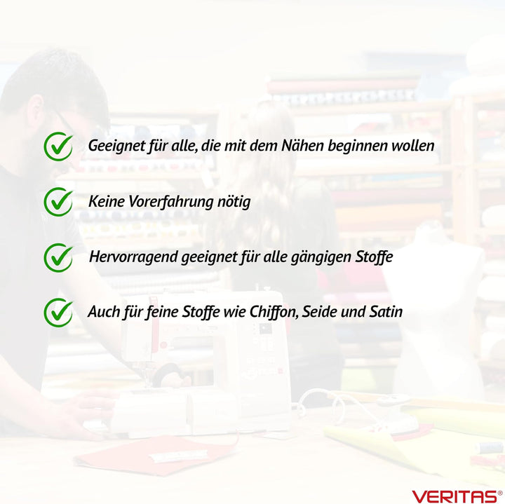 VERITAS Nähmaschine Claire I Computer-Nähmaschine Freiarm I 197 Stiche mit Speicherfunktion I Fusspe