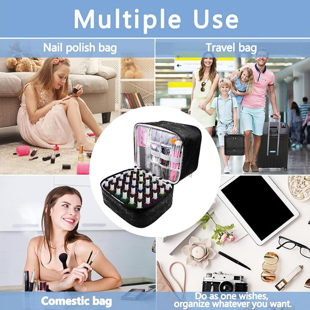 Makeup Bag, Double Layer Travel Bag, Nail Polish Organiser, Double Layer Design Nail Polish Holder C