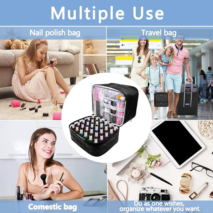 Makeup Bag, Double Layer Travel Bag, Nail Polish Organiser, Double Layer Design Nail Polish Holder C