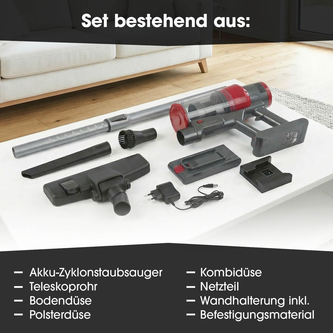 CLEANmaxx 2in1 Akku-Zyklon-Staubsauger | Kabelloser Hand- & Bodenstaubsauger mit starkem 22,2 V Li-I
