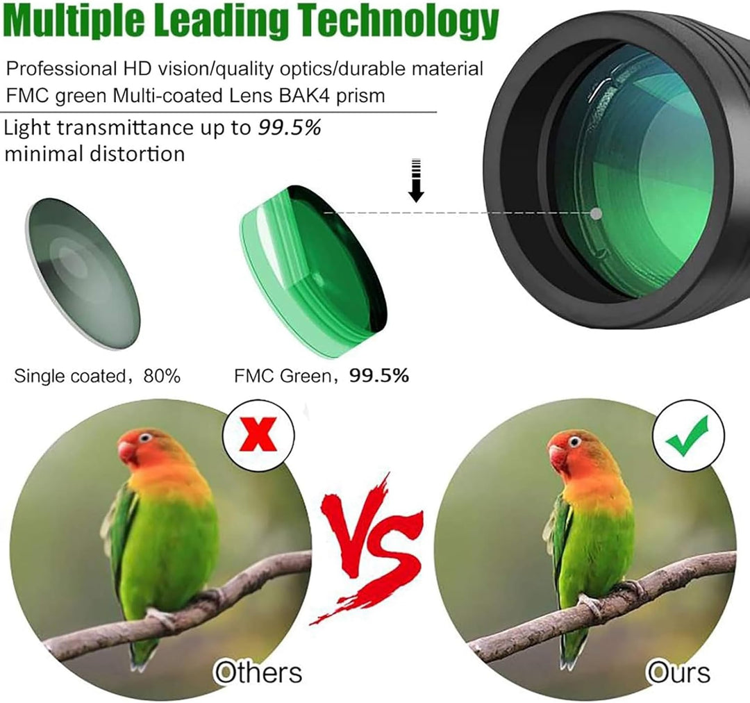 Fernglas 12x50, Fernrohr Erwachsene, BAK4 Prism FMC Fernglas, HD Ferngläser wasserdicht für Vogelbeo