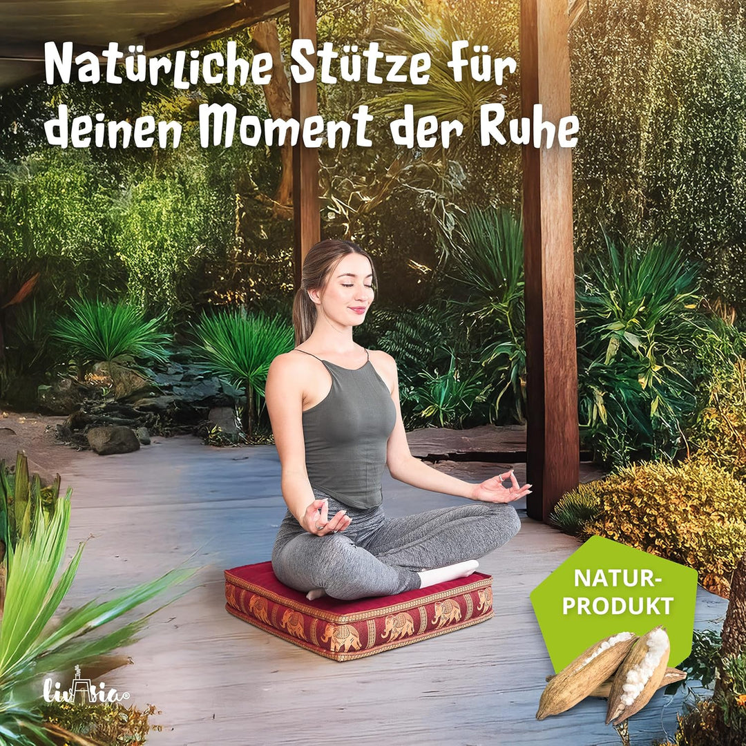 Livasia Sitzkissen Boden Thaiseide, Bodenkissen Indoor/Outdoor, Meditationskissen Yogakissen, Stuhla