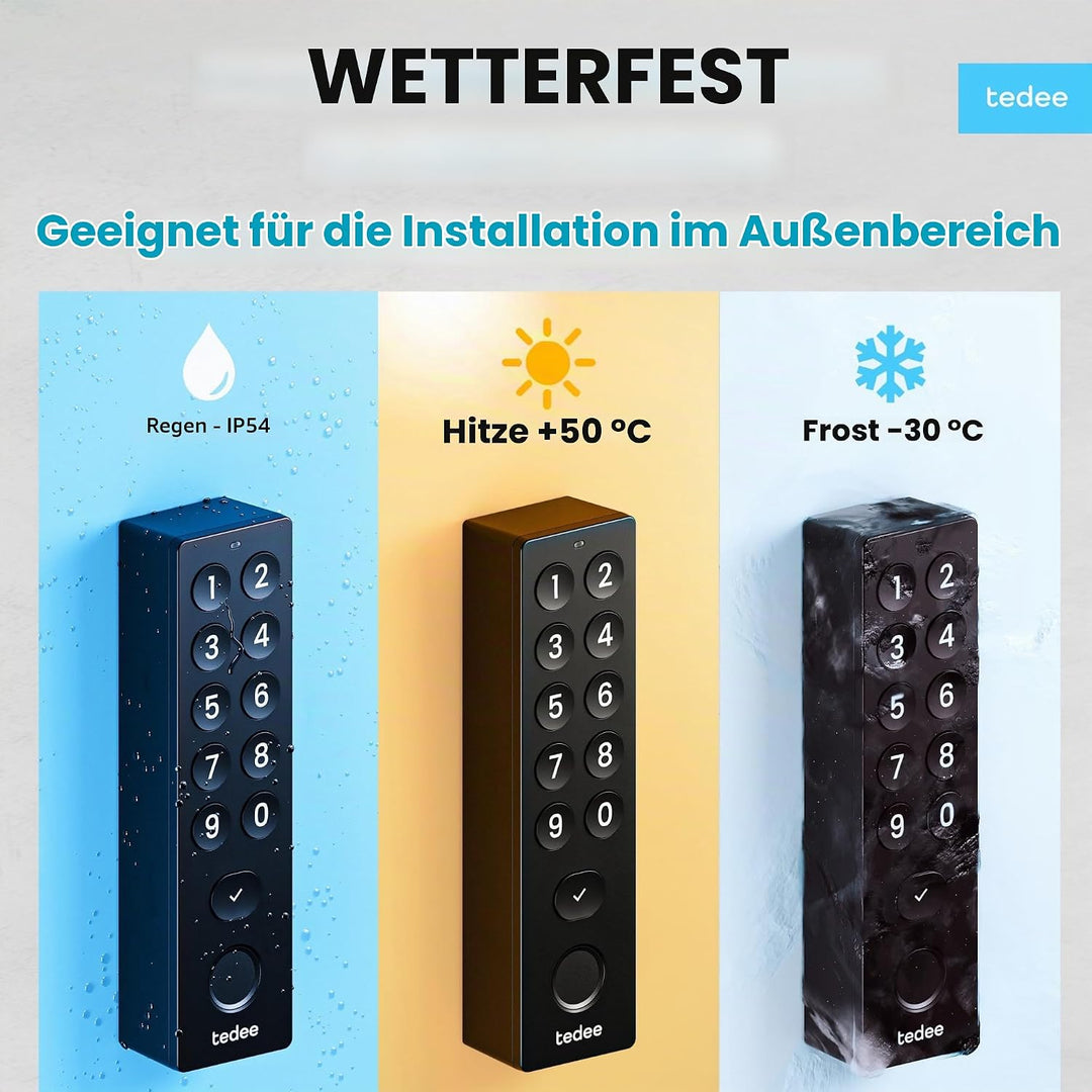 tedee Lock GO 2 Aluminium Set |smartes Türschloss Schwarz | biometrisches Tastenfeld Schwarz | Smart