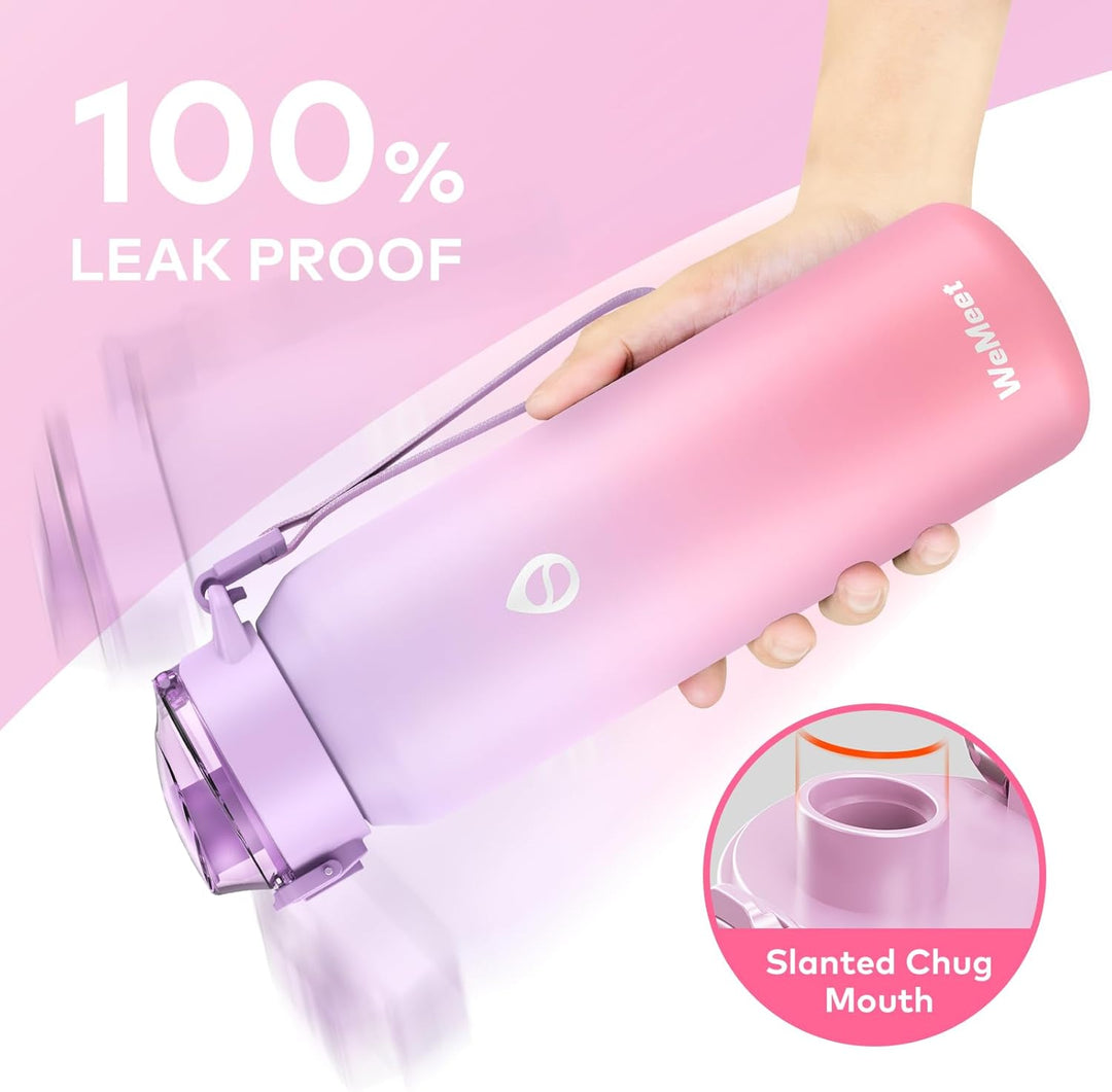 WEMEET 700ml Trinkflasche Edelstahl mit Abnehmbarem Strohhalm, 18/10 Edelstahl Doppelwandige Vakuum