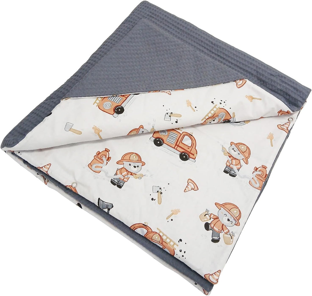 Baby Einschlagdecke Doppelseitig 86x86 cm Baumwolle-Wafellstoff für Kinderwagen und Babybett (Grau W