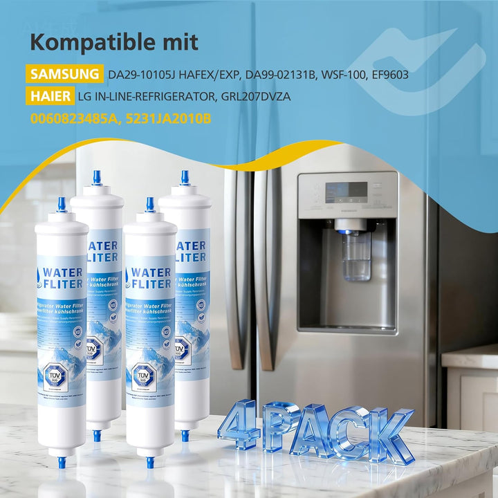 4 VILLAPOOL Wasserfilter Kühlschrank Ersatz für Samsung Kühlschrank Wasserfilter DA29-10105J, DA29-1