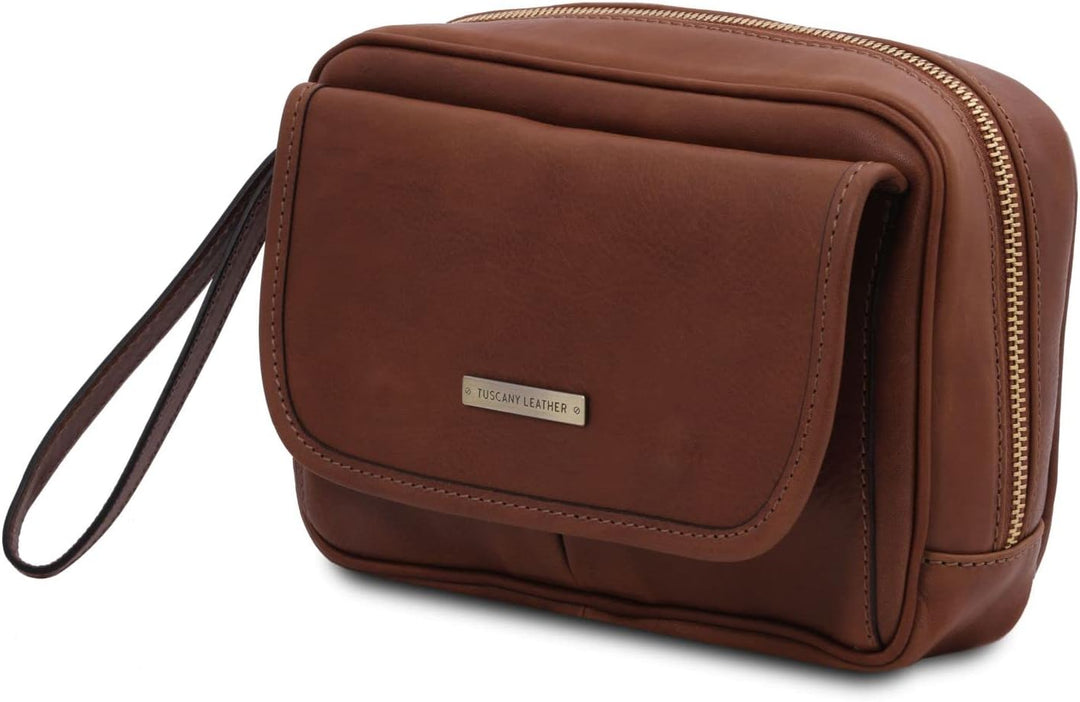 Tuscany Leather Ivan Handgelenktasche/Herrentasche aus Leder Braun, Braun