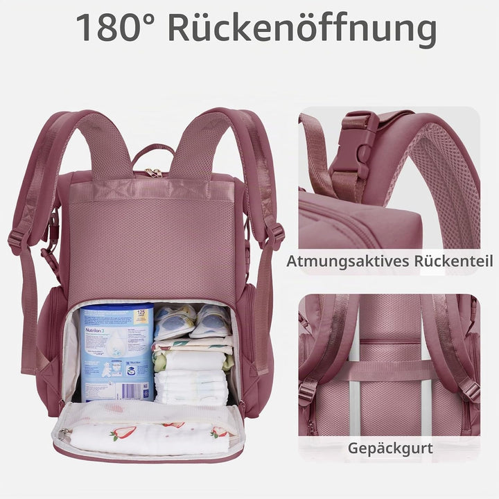 CEI-CEI Baby Wickeltasche/Rucksack mit Isolierter Flaschentasche, Wasserdichtes Neoprengewebe, Wicke