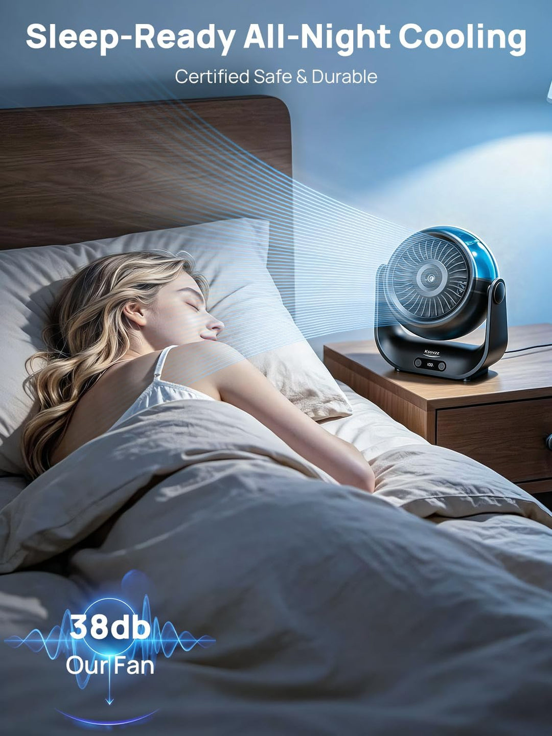 Kssvzz Tischventilator Leise mit Wasserkühlung - 5000mAh USB Ventilator Akku mit 5 Stufen, LED-Anzei