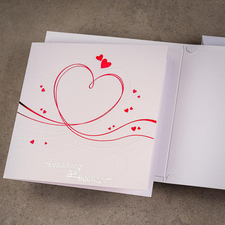 Art Nuvo HOCHZEITSEINLADUNGEN - SATZ 20 St, 135x135mm MIT BEDRUCKBAREN EINLAGEN UND UMSCHLÄGEN FÜR H