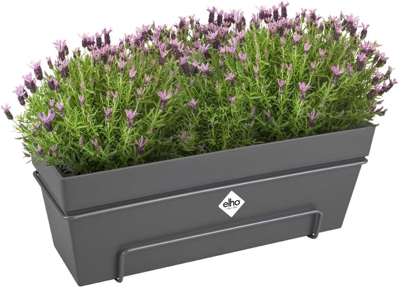 Elho Loft Urban Balkonkasten Allin 1 50 - Übertopf für Balkon & Aussen - Ø 49 x H 20.5 - Anthrazit 5