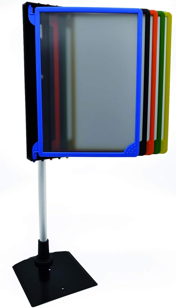 Sichttafelsystem Kassenständer A4 mit 5 Stk blau Rahmen Preislistenhalter mit festem Standfuss, 5