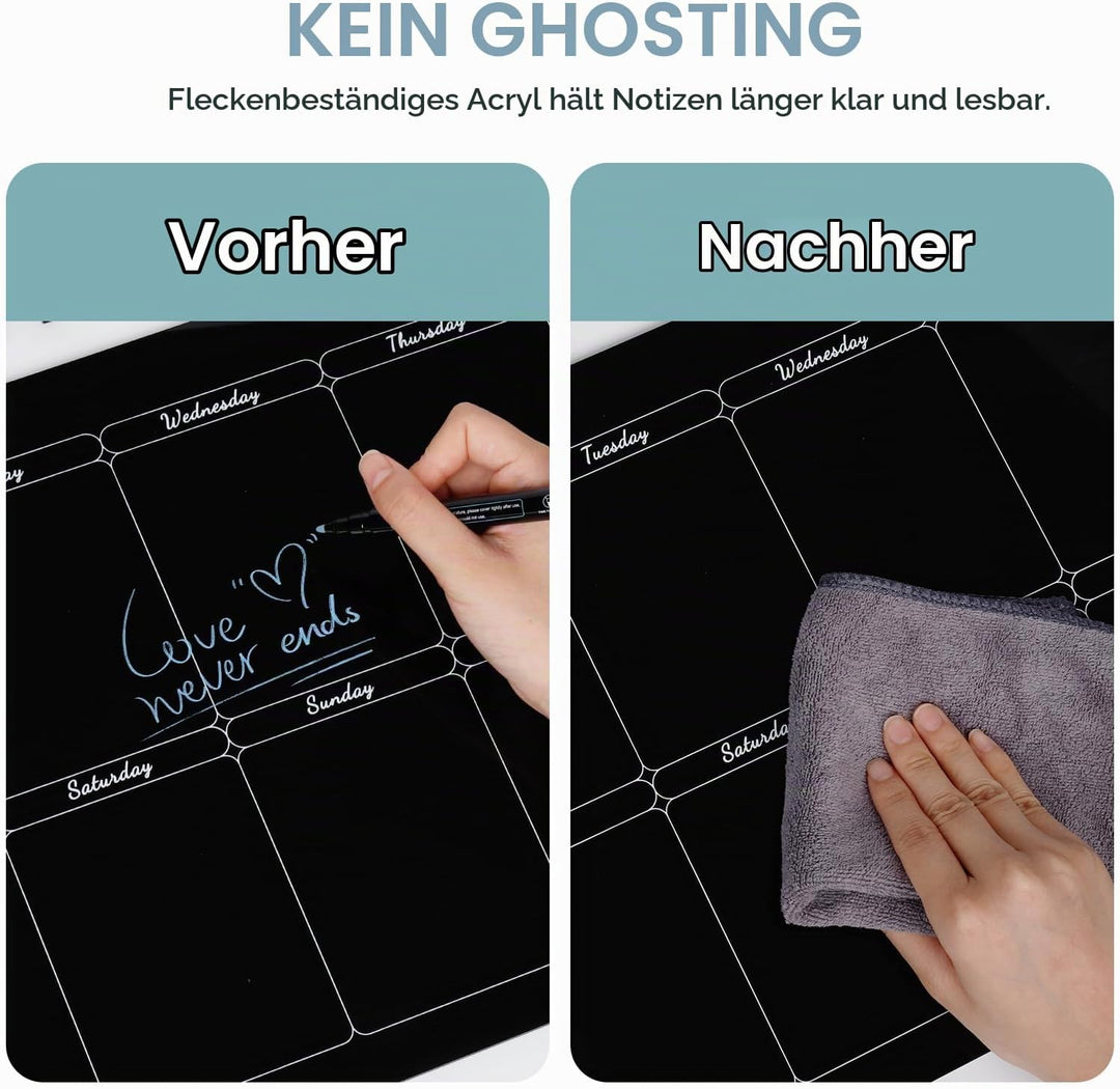 Acrylic Wochenplaner Magnetisch,Wochenplaner abwischbar für Kühlschrank,15.74x11.81 Zoll Wiederverwe