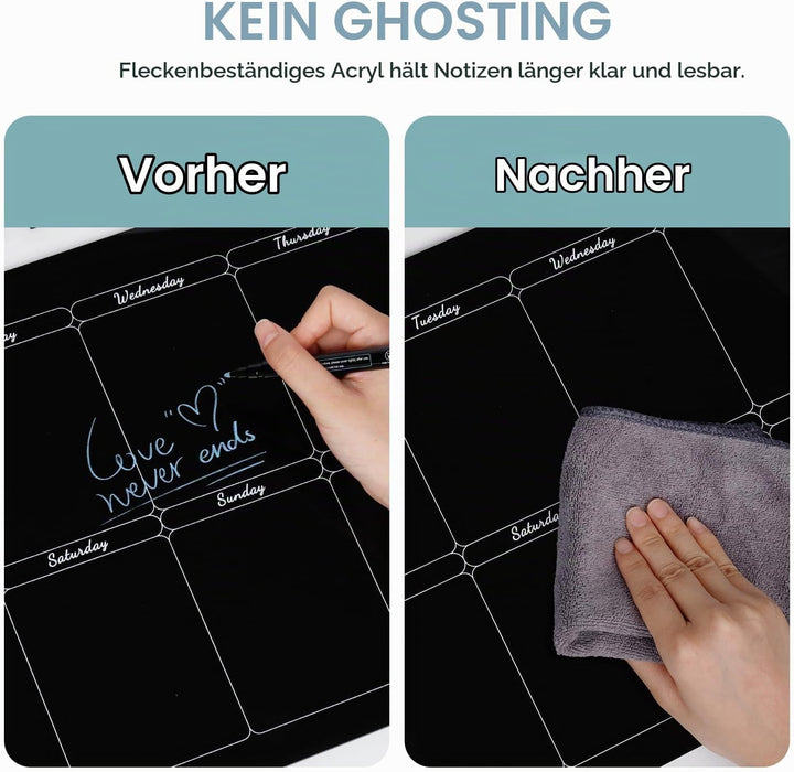 Acrylic Wochenplaner Magnetisch,Wochenplaner abwischbar für Kühlschrank,15.74x11.81 Zoll Wiederverwe