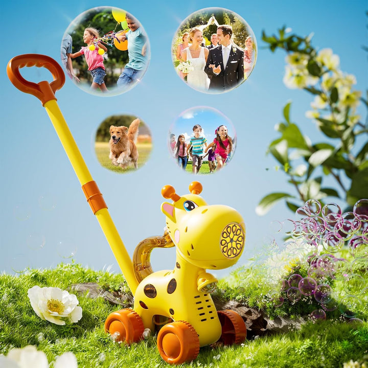 TOY PLAYER Giraffen-Bläschen-Rasenmäher für Kleinkinder, automatische Blasenmaschine für Kinder, Som