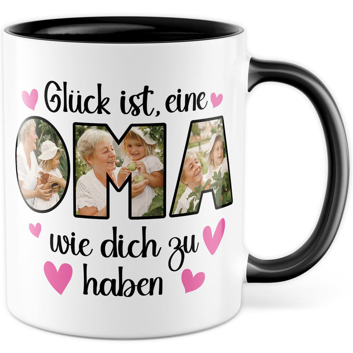 Oma Tasse personalisiert mit Bild, Glück ist eine Oma wie dich zu haben, Geschenk personalisierbar G