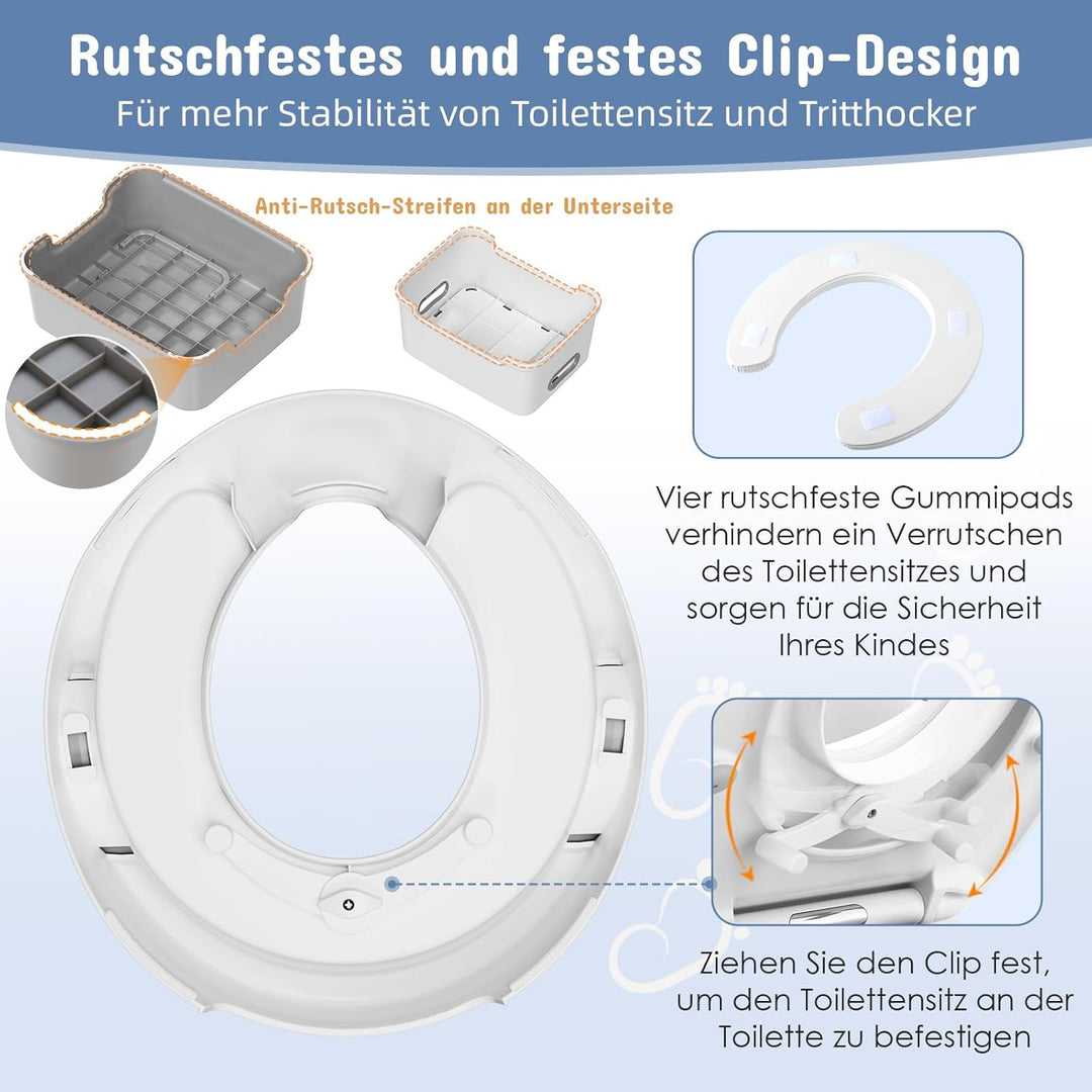 MAMIZO Toilettensitz Kinder mit Tritthocker Kinder, Wc Sitz Kinder mit 2 Stufen Hocker, Toilettensit