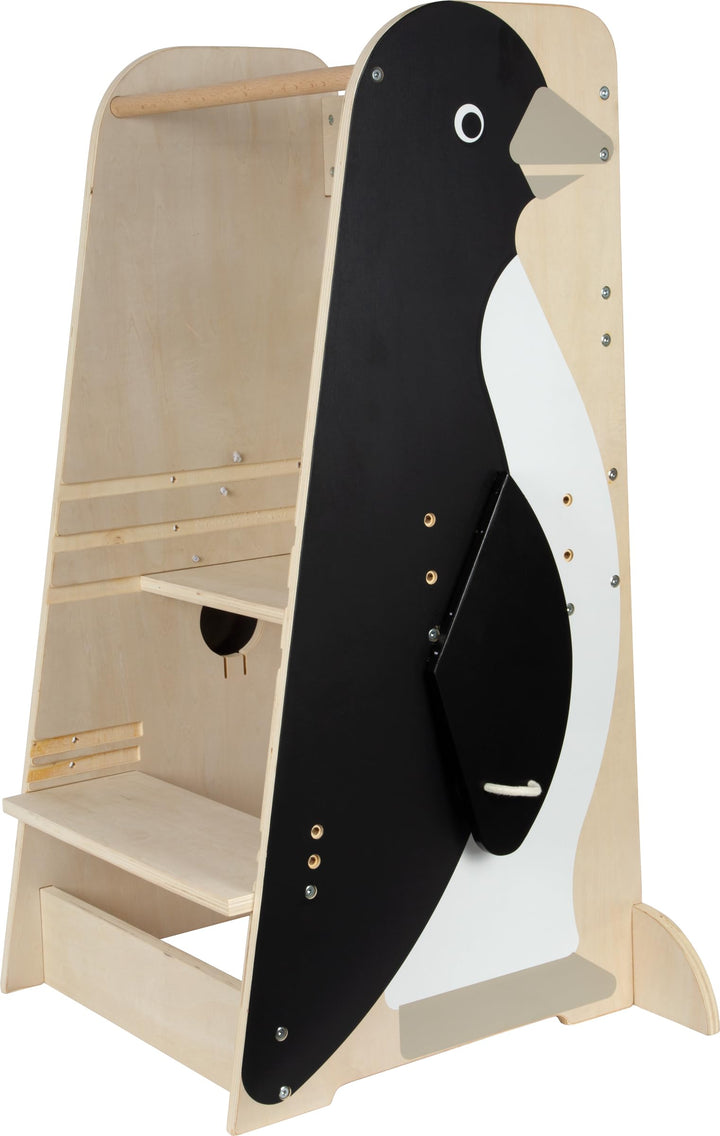 Small Foot Lernturm „Pinguin Wildlife“, höhenverstellbarer Learning Tower aus Holz, bis 50 kg, Monte