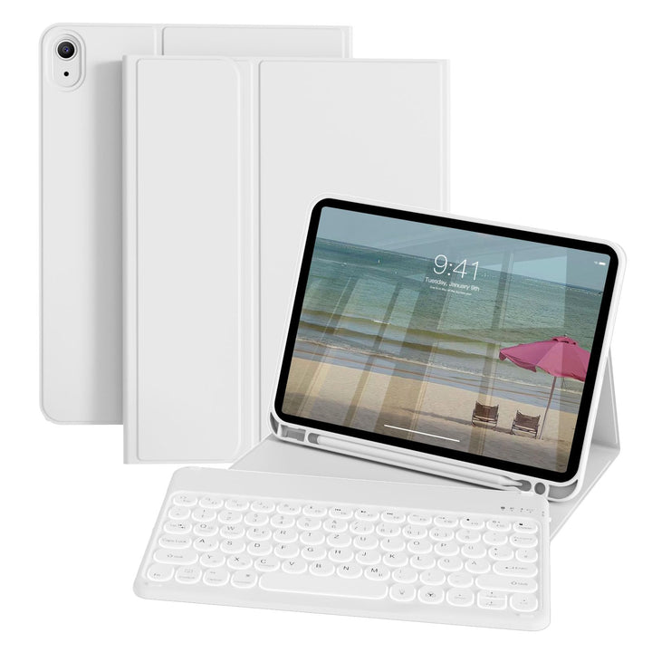 Hülle mit Tastatur für iPad A16 11/10 Generation (2025/2022, 11/10.9 Zoll), 7 Farben Beleuchtete Abn