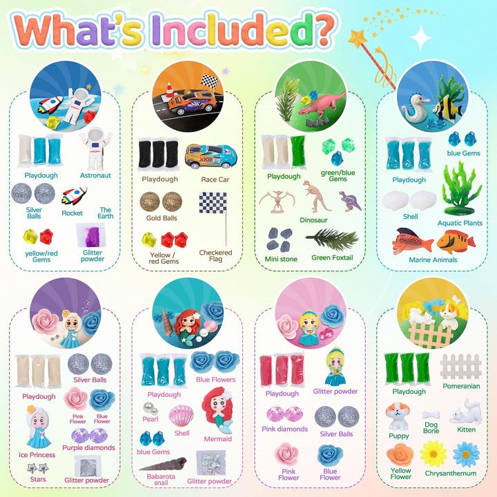 JOY SPOT! 8 Themen Sensorische Knete in dose, ungiftig Knetmasse Set, Kreatives Kinderknete Spielzeu
