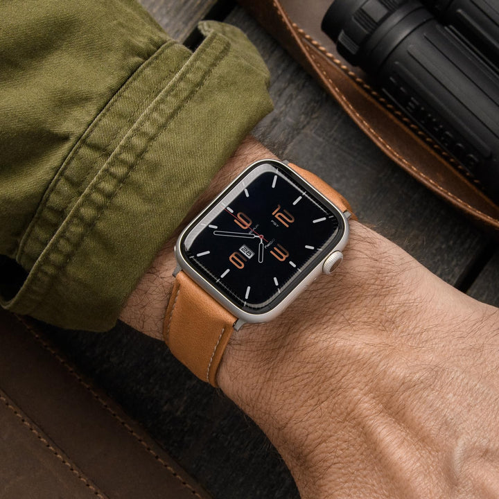 Archer Watch Straps - Uhrenarmbänder aus Hochwertigem Genarbtem Leder für Apple Watch Kamelfarben/Na