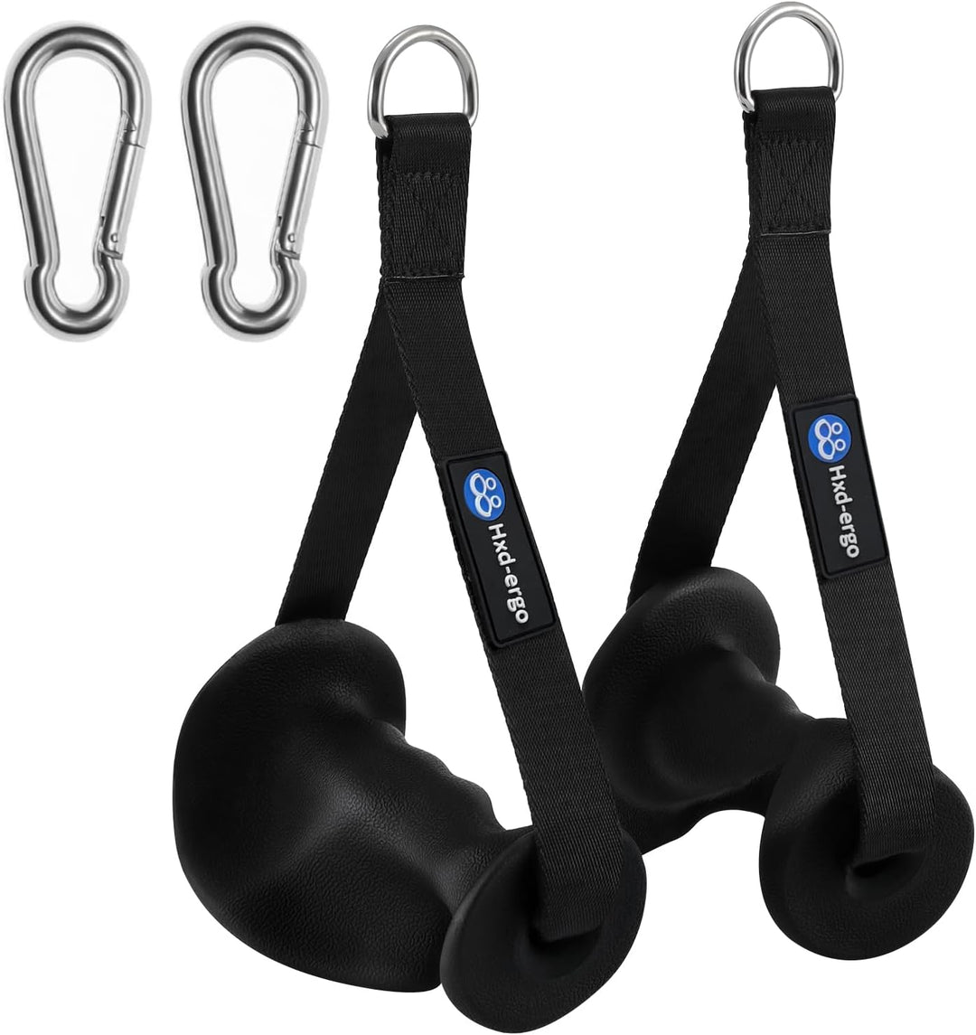 HXD-ERGO 2 Stück Einhandgriff für Widerstandsbänder, Fitnessband Griffe mit Metall D-Ring, Ergonomis