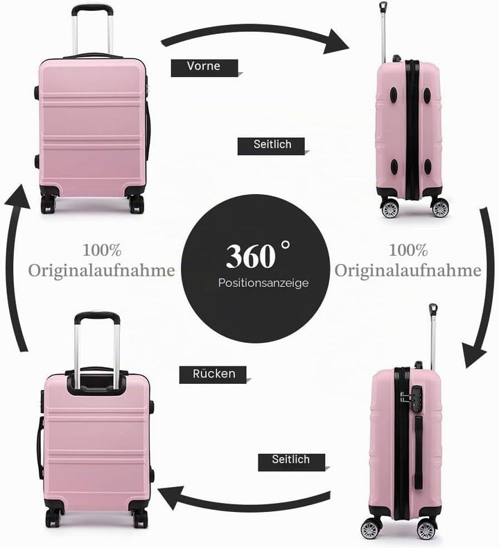 KONO Koffer Hartschale Handgepäck Trolley 55x40x22cm Zwillingsrollen Reisekoffer mit TSA Schloss, 38