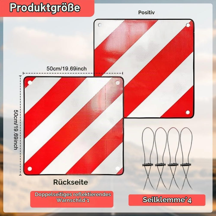 2in1 Warntafel Italien Und Spanien, Warntafel Fahrradträger, Faltbar, 50x50 cm Alu Reflektierend War