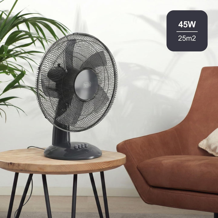 BLACK+DECKER - Tischventilator BXFD8000E + 45 W | 3 Stufen | Oszillation | 5 Flügel 40 cm | manuelle