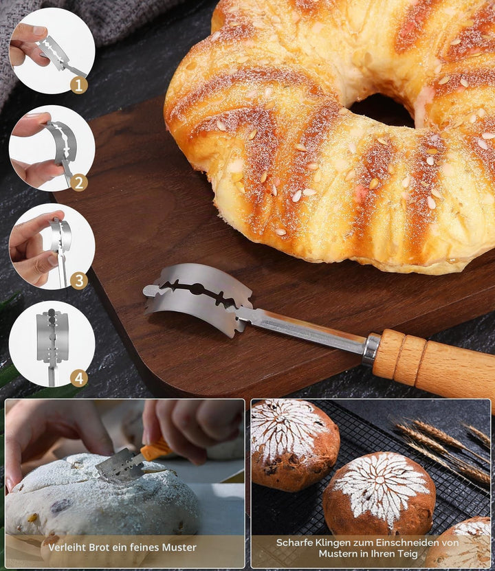 LEAZZLE Gärkorb Set,Verbesserte 22cm Runde,26cm Oval Silikon Banneton Brotgärkörbe,Brot Oval Und Run