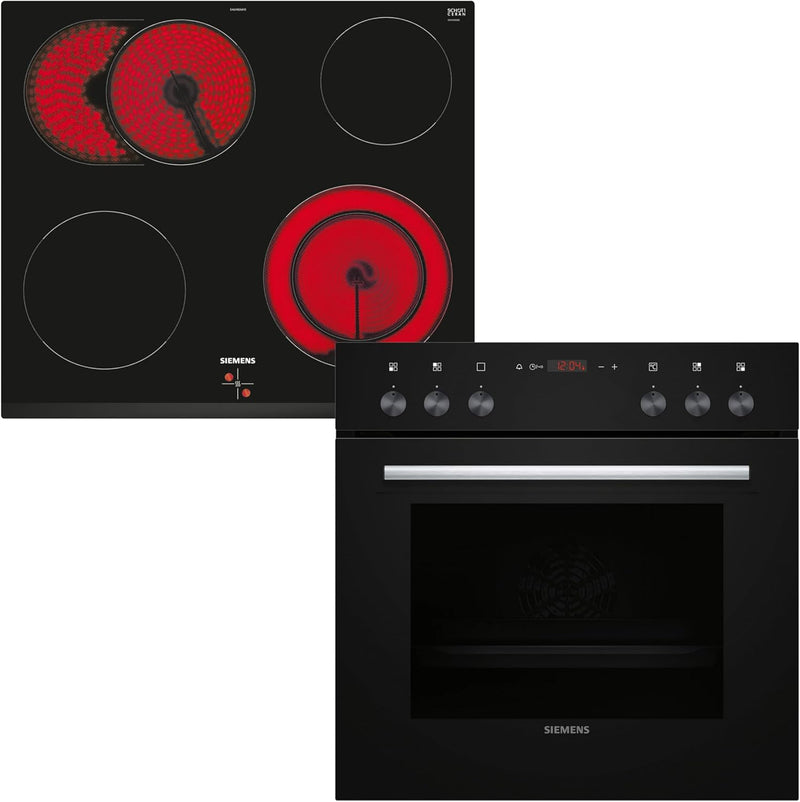 Siemens EQ110KA1B iQ100 Herd-Glaskeramik-Kochfeld-Kombination (herdgesteuert), 59,4 cm breit, Schnel