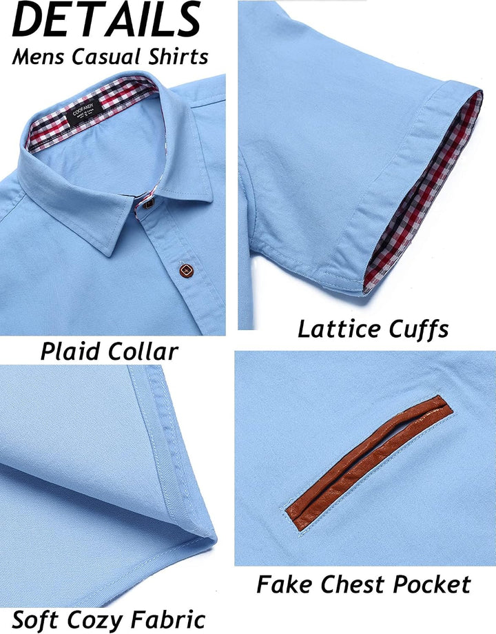 COOFANDY Herren Hemd Kurzarm Jeanshemd Slim Fit Baumwolle Vintage Freizeithemd Sommer Hemden Für Her