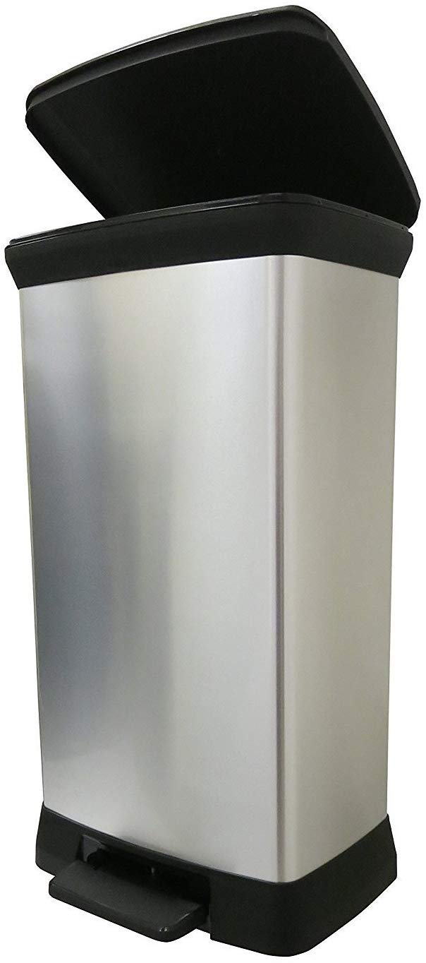 Curver Deco Bin Abfalleimer, Plastik, Silber Metallic, 39 x 29 x, Einzelbett