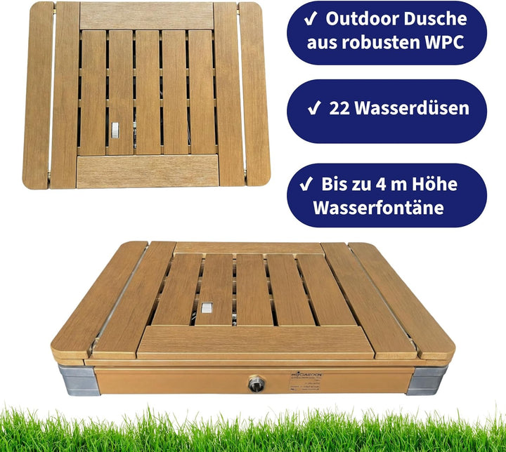 @tec Outdoor Gartendusche mobil wetterfest Start-Stop-Funktion Pooldusche Campingdusche WPC 22 Düsen