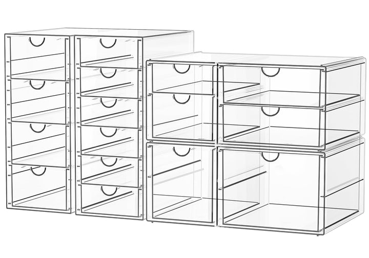 Schreibtisch Organizer with 16 Schubladen: 4er-Set Make up Organizer mit Anti-Rutsch-Pads | Stapelba