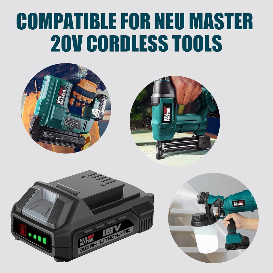 NEU MASTER 18V 2.0Ah Lithium-Ionen Akku für NEU MASTER Li-Ion 18V Werkzeuge Braun, Braun