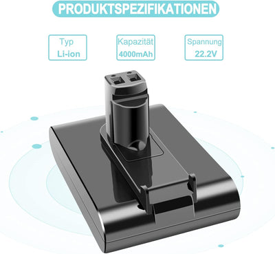 EICHXO 22.2V 4000mAh DC35 Ersatzakku Kompatibel mit Dyson Typ A Akku DC31 DC34 DC35 DC44 DC45 Li-Ion