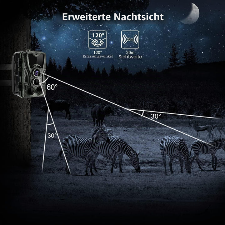 Wildkamera 4G APP 120 MP 4K, Wildtierkamera mit SIM-Karte, Telefon-Sende-Foto, Nachtsichtkamera 850n