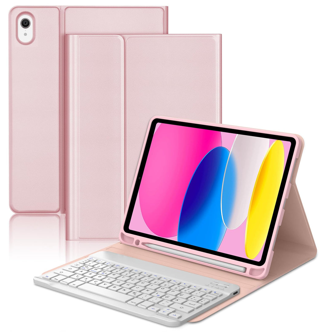 Hülle mit Tastatur für iPad 11/10 Generation (2025/2022, 11/10,9") – Bluetooth 5.0 Keyboard, QWERTZ