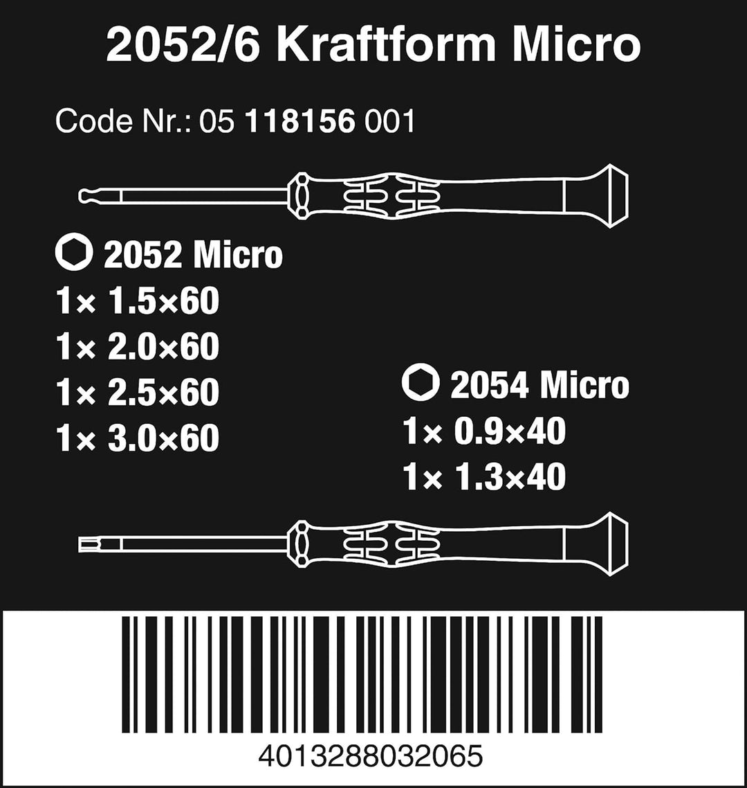 Wera Elektroniker-Schraubendrehersatz 2052/6 + Rack, 6-teilig, 05118156001