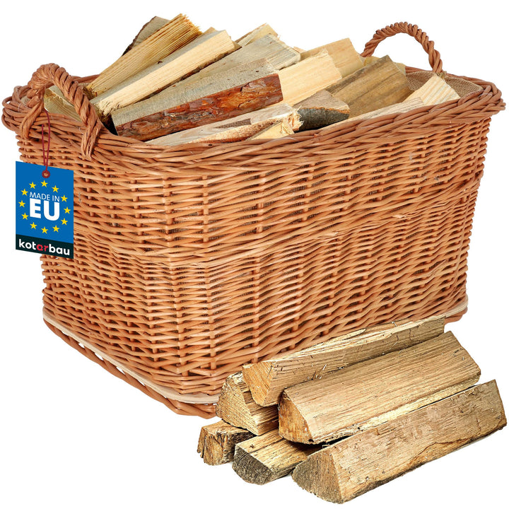 KOTARBAU® Weidenkorb für Brennholz - Holzkorb für Kaminholz - Erntekorb - 55x45 cm - Kaminholzkorb m